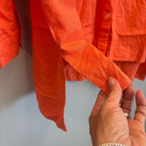 Feel Good Store Linen Blend 2X Tunic Button Down Shirt Orange Long sleeve - Picture 8 of 11